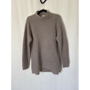 Sundance Sweater Large Knit Nylon Wool Beige Mock Neck Relaxed